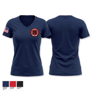 Womens Short Sleeve Vneck Shirt, Mount Pleasant Volunteer Fire, Fire Department, Teamtime, Team time, sublimation, custom sports apparel, team uniforms, spirit wear, spiritwear, sports uniforms, custom shirts, team store, custom team store, fundraiser sports, apparel fundraiser