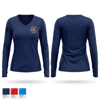 Womens Long Sleeve Vneck Shirt, Warren Township Fire, Fire Department, Teamtime, Team time, sublimation, custom sports apparel, team uniforms, spirit wear, spiritwear, sports uniforms, custom shirts, team store, custom team store, fundraiser sports, apparel fundraiser