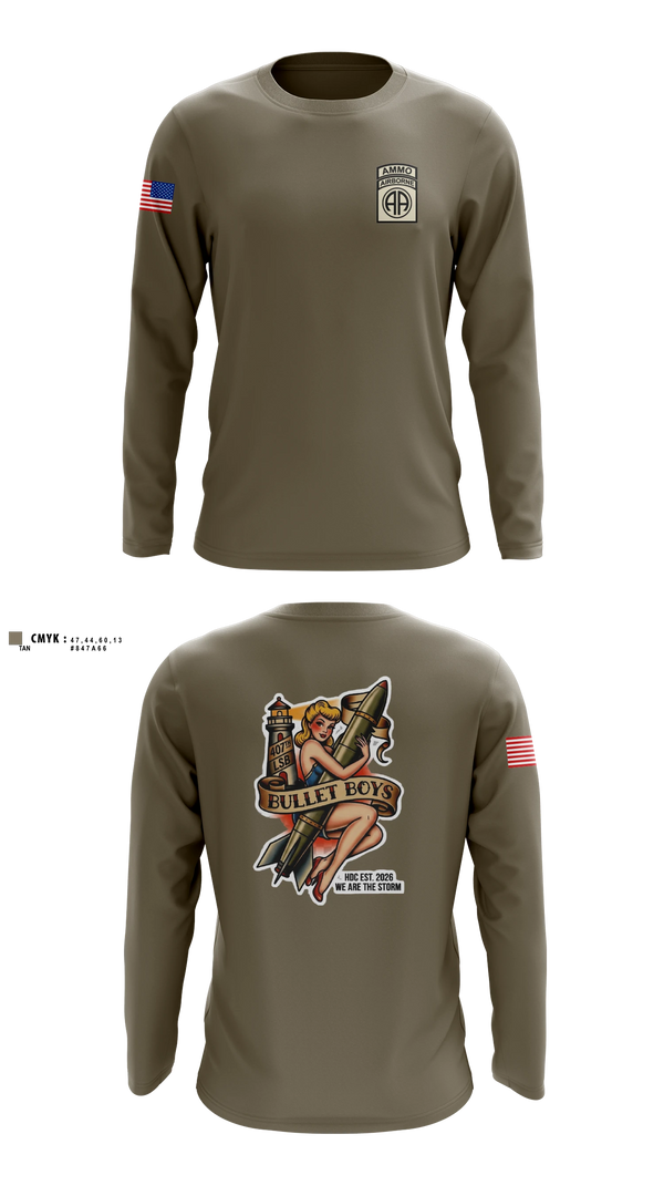Long Sleeve Performance Shirt, Ammo, Distro, 407th LSB, Army, Teamtime, Team time, sublimation, custom sports apparel, team uniforms, spirit wear, spiritwear, sports uniforms, custom shirts, team store, custom team store, fundraiser sports, apparel fundraiser