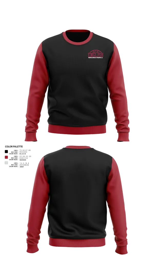 Crew Neck Sweatshirt, Lynn English, Men's Basketball, Teamtime, Team time, sublimation, custom sports apparel, team uniforms, spirit wear, spiritwear, sports uniforms, custom shirts, team store, custom team store, fundraiser sports, apparel fundraiser