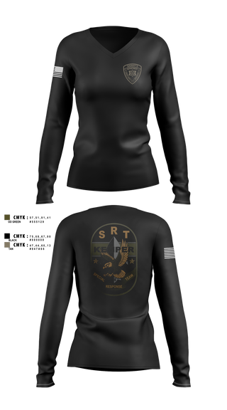 Womens Long Sleeve Vneck Shirt, Kemper County Sheriff’s Office, Police, Teamtime, Team time, sublimation, custom sports apparel, team uniforms, spirit wear, spiritwear, sports uniforms, custom shirts, team store, custom team store, fundraiser sports, apparel fundraiser
