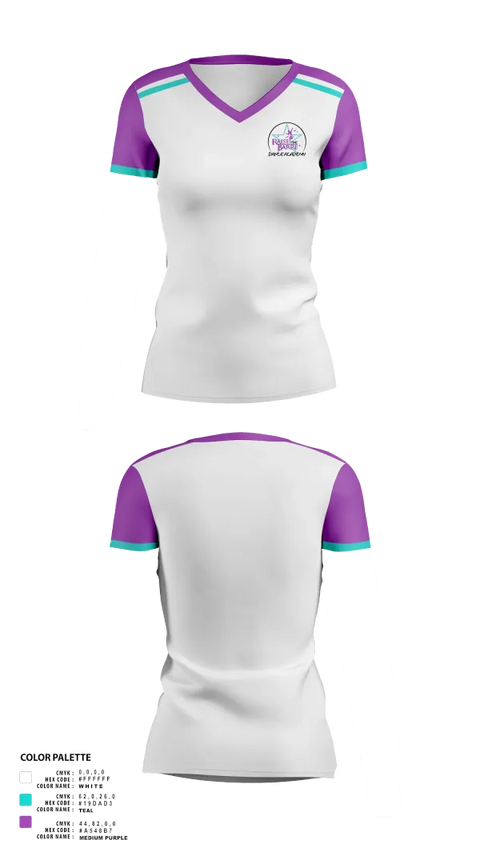 Womens Short Sleeve Vneck Shirt, Raise the Barre Dance Academy, , Teamtime, Team time, sublimation, custom sports apparel, team uniforms, spirit wear, spiritwear, sports uniforms, custom shirts, team store, custom team store, fundraiser sports, apparel fundraiser