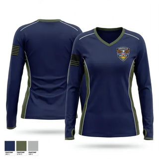 Womens Long Sleeve Vneck Shirt, Ashville Police Department, Police, Teamtime, Team time, sublimation, custom sports apparel, team uniforms, spirit wear, spiritwear, sports uniforms, custom shirts, team store, custom team store, fundraiser sports, apparel fundraiser