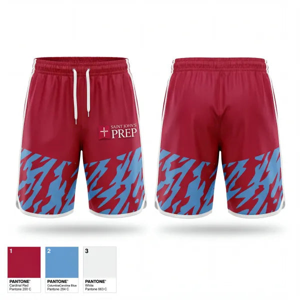 Athletic Shorts With Pockets, Saint John's Preparatory School Track & Field, Track & Field, Teamtime, Team time, sublimation, custom sports apparel, team uniforms, spirit wear, spiritwear, sports uniforms, custom shirts, team store, custom team store, fundraiser sports, apparel fundraiser