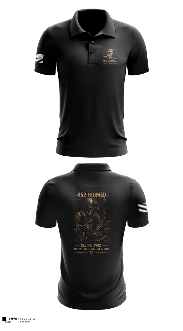 Short Sleeve Performance Polo, 452 MED DET, Army, Teamtime, Team time, sublimation, custom sports apparel, team uniforms, spirit wear, spiritwear, sports uniforms, custom shirts, team store, custom team store, fundraiser sports, apparel fundraiser