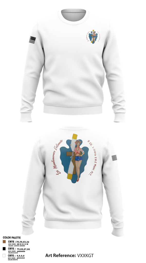 Crew Neck Sweatshirt, B Co. 1/114th polo, Army, Teamtime, Team time, sublimation, custom sports apparel, team uniforms, spirit wear, spiritwear, sports uniforms, custom shirts, team store, custom team store, fundraiser sports, apparel fundraiser