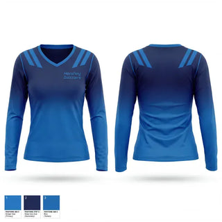 Womens Long Sleeve Vneck Shirt, Hershey Dazzlers, Cheer, Teamtime, Team time, sublimation, custom sports apparel, team uniforms, spirit wear, spiritwear, sports uniforms, custom shirts, team store, custom team store, fundraiser sports, apparel fundraiser