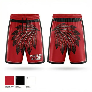 Athletic Shorts With Pockets, Portage Indians, Men's Basketball, Teamtime, Team time, sublimation, custom sports apparel, team uniforms, spirit wear, spiritwear, sports uniforms, custom shirts, team store, custom team store, fundraiser sports, apparel fundraiser