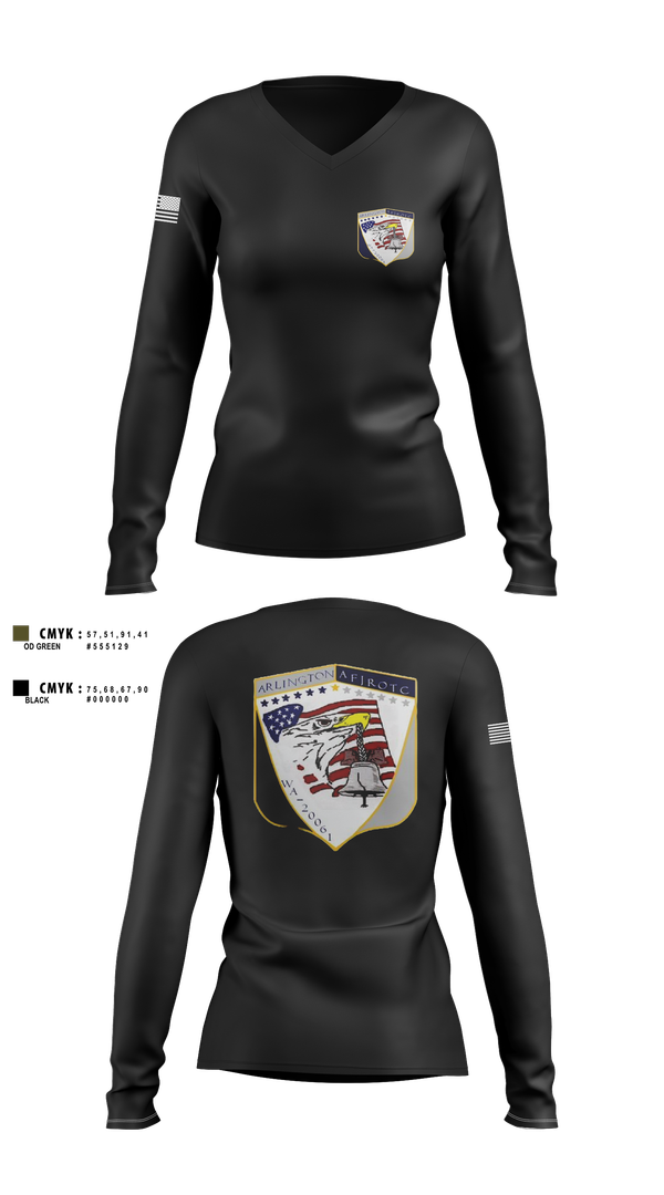 Womens Long Sleeve Vneck Shirt, 61st eagle squadron, , Teamtime, Team time, sublimation, custom sports apparel, team uniforms, spirit wear, spiritwear, sports uniforms, custom shirts, team store, custom team store, fundraiser sports, apparel fundraiser