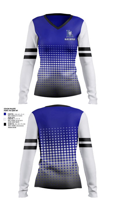 Blue devils 79752812 Women's Long Sleeve V-neck Shirt - 1
