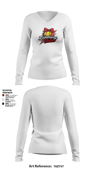 Womens Long Sleeve Vneck Shirt, Bluegrass Lightning Belles, Softball, Teamtime, Team time, sublimation, custom sports apparel, team uniforms, spirit wear, spiritwear, sports uniforms, custom shirts, team store, custom team store, fundraiser sports, apparel fundraiser