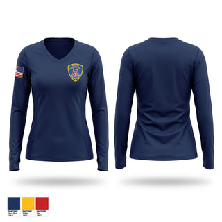 Womens Long Sleeve Vneck Shirt, Rescue Vol Hose Co 1, Fire Department, Teamtime, Team time, sublimation, custom sports apparel, team uniforms, spirit wear, spiritwear, sports uniforms, custom shirts, team store, custom team store, fundraiser sports, apparel fundraiser