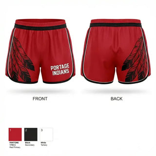 Womens Shorts, Portage Indians, Men's Basketball, Teamtime, Team time, sublimation, custom sports apparel, team uniforms, spirit wear, spiritwear, sports uniforms, custom shirts, team store, custom team store, fundraiser sports, apparel fundraiser