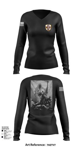 Womens Long Sleeve Vneck Shirt, 7455th MORU, , Teamtime, Team time, sublimation, custom sports apparel, team uniforms, spirit wear, spiritwear, sports uniforms, custom shirts, team store, custom team store, fundraiser sports, apparel fundraiser