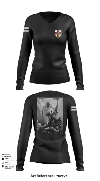 7455th MORU 95873552 Women's Long Sleeve V-neck Shirt - 102