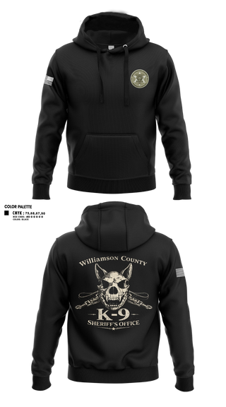 Hoodie, Williamson County K-9 Unit, Police, Teamtime, Team time, sublimation, custom sports apparel, team uniforms, spirit wear, spiritwear, sports uniforms, custom shirts, team store, custom team store, fundraiser sports, apparel fundraiser