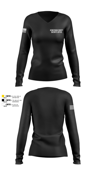 KEWEENAW COUNTY SHERIFFS OFFICE 15450708 Women's Long Sleeve V-neck Shirt - 100