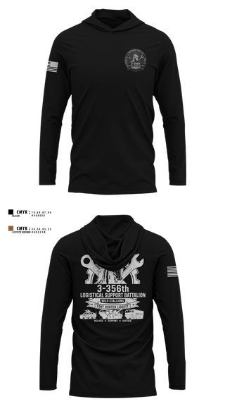 Long Sleeve Hooded Sun Shirt, 3-356 LSB (Wild Stallions), Army, Teamtime, Team time, sublimation, custom sports apparel, team uniforms, spirit wear, spiritwear, sports uniforms, custom shirts, team store, custom team store, fundraiser sports, apparel fundraiser