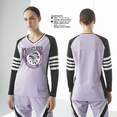 Douglass Fighting Indians Cheer 4688146 Women's Long Sleeve V-neck Shirt - 2