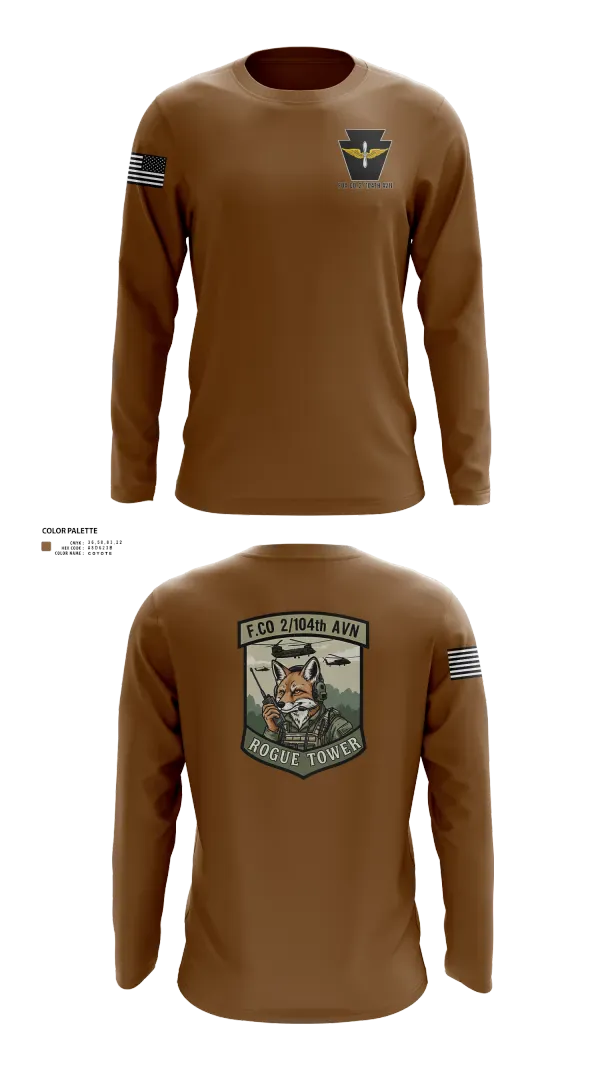 Long Sleeve Performance Shirt, Fox company 2/104th avn, National Guard, Teamtime, Team time, sublimation, custom sports apparel, team uniforms, spirit wear, spiritwear, sports uniforms, custom shirts, team store, custom team store, fundraiser sports, apparel fundraiser