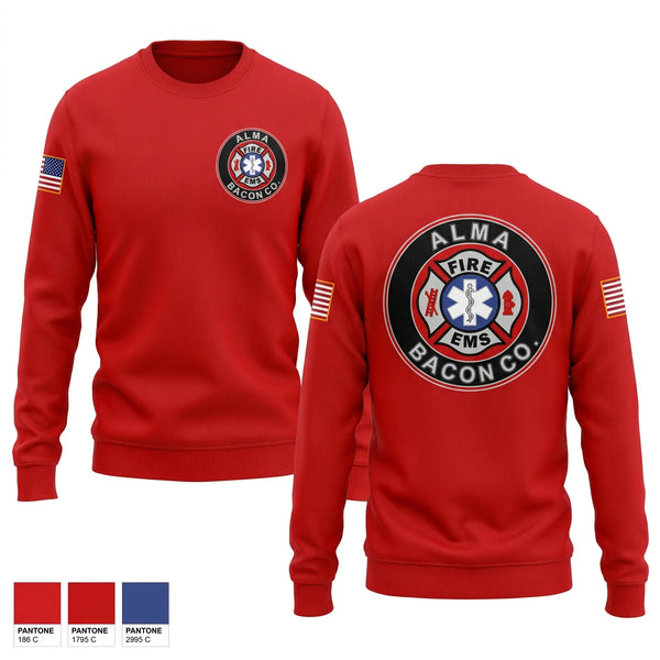 Crew Neck Sweatshirt, BACON FIRE DEPARTMENT, Fire Department, Teamtime, Team time, sublimation, custom sports apparel, team uniforms, spirit wear, spiritwear, sports uniforms, custom shirts, team store, custom team store, fundraiser sports, apparel fundraiser