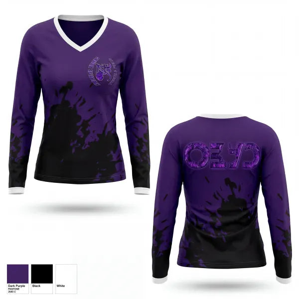 Womens Long Sleeve Vneck Shirt, Africentric Nubians, Track & Field, Teamtime, Team time, sublimation, custom sports apparel, team uniforms, spirit wear, spiritwear, sports uniforms, custom shirts, team store, custom team store, fundraiser sports, apparel fundraiser