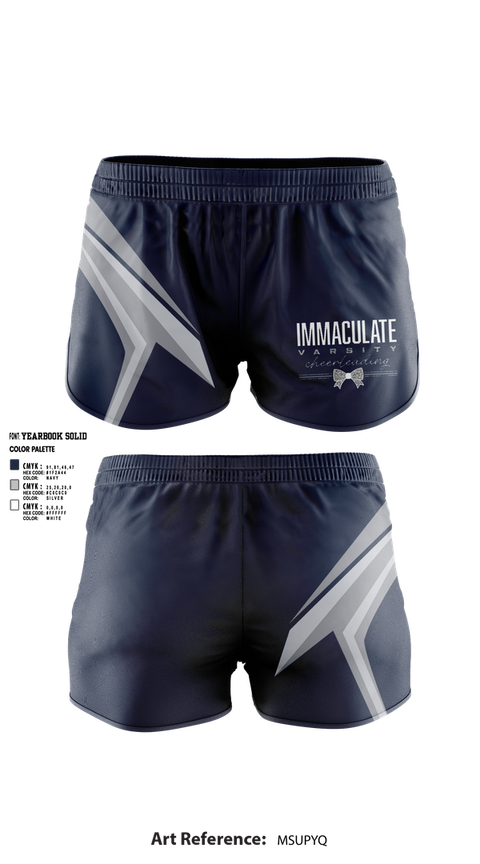 Womens Shorts, Immaculate Cheer, Cheer, Teamtime, Team time, sublimation, custom sports apparel, team uniforms, spirit wear, spiritwear, sports uniforms, custom shirts, team store, custom team store, fundraiser sports, apparel fundraiser