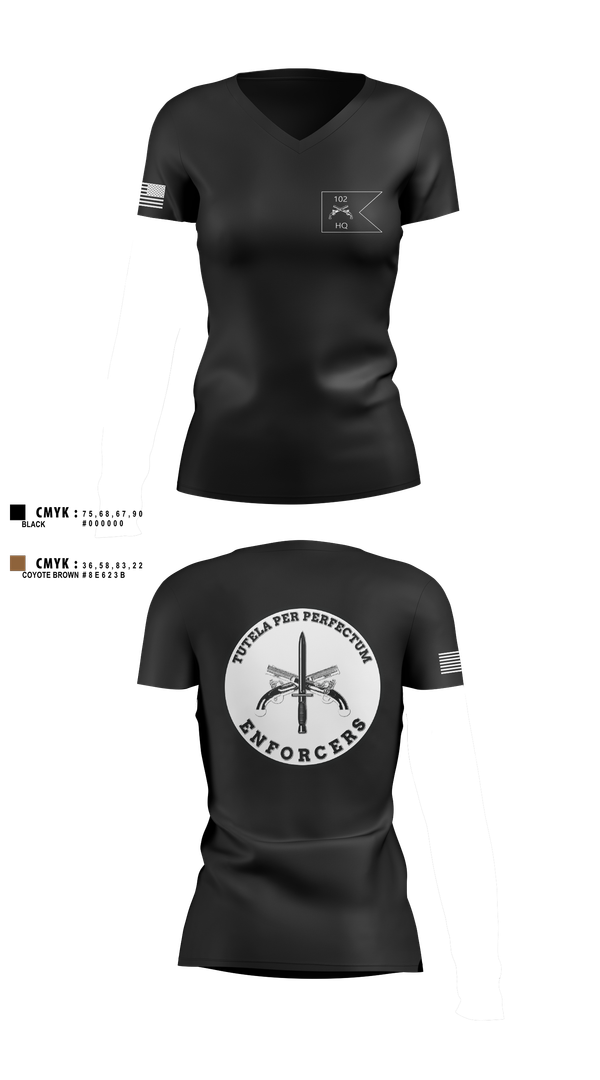 Womens Short Sleeve Vneck Shirt, HHC, 102d MP BN, National Guard, Teamtime, Team time, sublimation, custom sports apparel, team uniforms, spirit wear, spiritwear, sports uniforms, custom shirts, team store, custom team store, fundraiser sports, apparel fundraiser