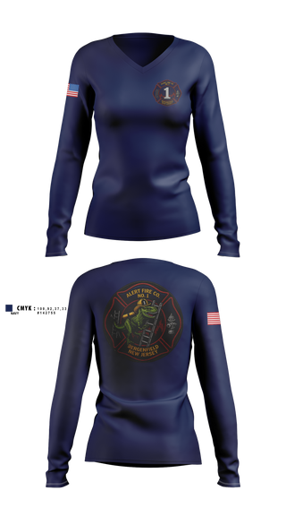 Womens Long Sleeve Vneck Shirt, Alert Fire Company #1, Fire Department, Teamtime, Team time, sublimation, custom sports apparel, team uniforms, spirit wear, spiritwear, sports uniforms, custom shirts, team store, custom team store, fundraiser sports, apparel fundraiser