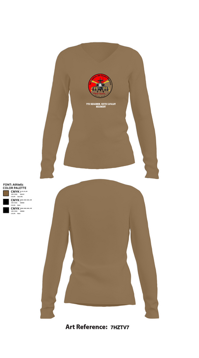 7th Squadron, Sixth Cavalry Regiment 24299123 Women's Long Sleeve V-neck Shirt - 2