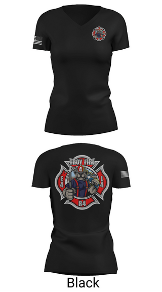 Womens Short Sleeve Vneck Shirt, Troy Fire Department Station 4, Fire Department, Teamtime, Team time, sublimation, custom sports apparel, team uniforms, spirit wear, spiritwear, sports uniforms, custom shirts, team store, custom team store, fundraiser sports, apparel fundraiser