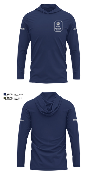 Long Sleeve hooded sunshirt, Rockville City Police, Police, Teamtime, Team time, sublimation, custom sports apparel, team uniforms, spirit wear, spiritwear, sports uniforms, custom shirts, team store, custom team store, fundraiser sports, apparel fundraiser