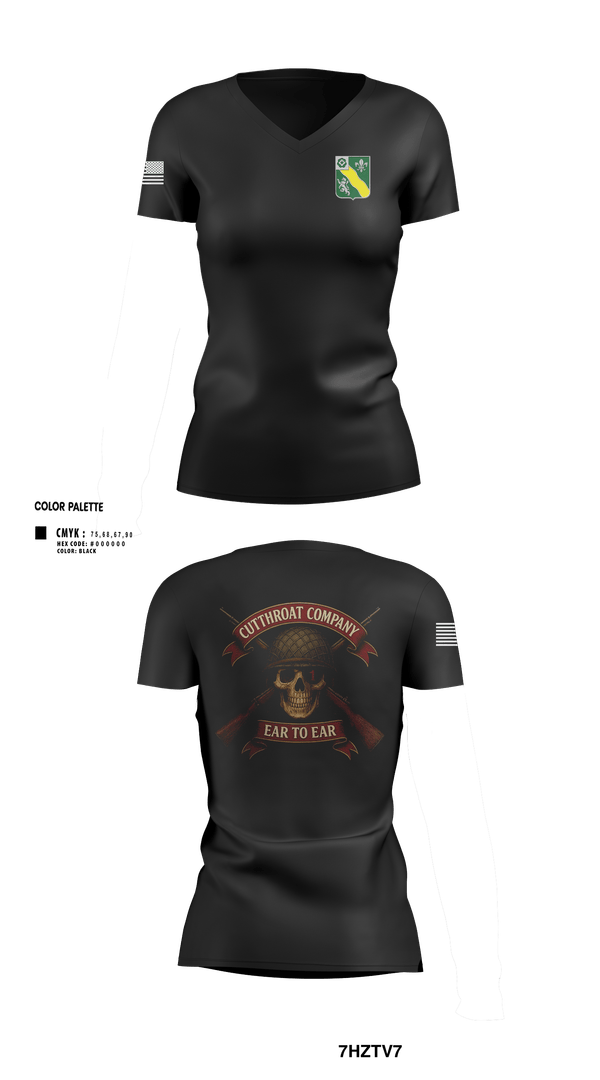 Cutthroat Company 1-63 AR 49037192 Women's Short Sleeve V-neck Shirt - 101