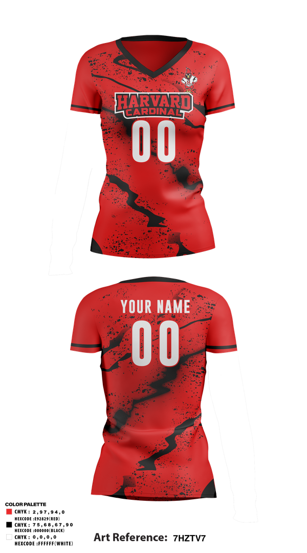 Womens Short Sleeve Vneck Shirt, Harvard Cardinals Volleyball, Women's Volleyball, Teamtime, Team time, sublimation, custom sports apparel, team uniforms, spirit wear, spiritwear, sports uniforms, custom shirts, team store, custom team store, fundraiser sports, apparel fundraiser