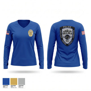 Womens Long Sleeve Vneck Shirt, Selma Police Departmenr, Police, Teamtime, Team time, sublimation, custom sports apparel, team uniforms, spirit wear, spiritwear, sports uniforms, custom shirts, team store, custom team store, fundraiser sports, apparel fundraiser