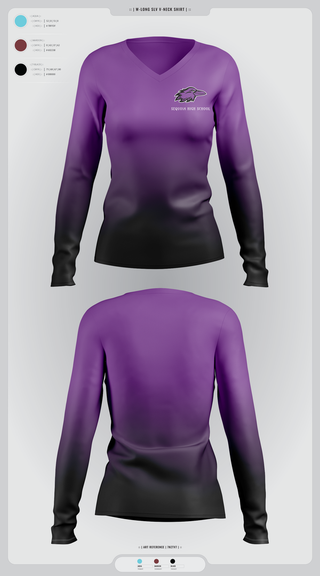 Womens Long Sleeve Vneck Shirt, Sequoia High School, , Teamtime, Team time, sublimation, custom sports apparel, team uniforms, spirit wear, spiritwear, sports uniforms, custom shirts, team store, custom team store, fundraiser sports, apparel fundraiser