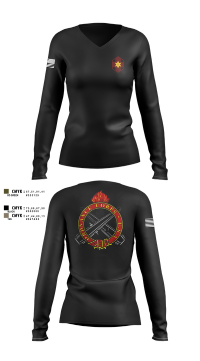 405th Field Hospital 54914522 Women's Long Sleeve V-neck Shirt - 100