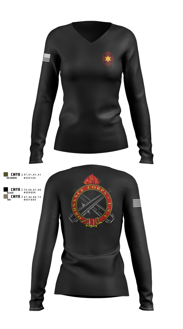 Womens Long Sleeve Vneck Shirt, 405th Field Hospital, , Teamtime, Team time, sublimation, custom sports apparel, team uniforms, spirit wear, spiritwear, sports uniforms, custom shirts, team store, custom team store, fundraiser sports, apparel fundraiser
