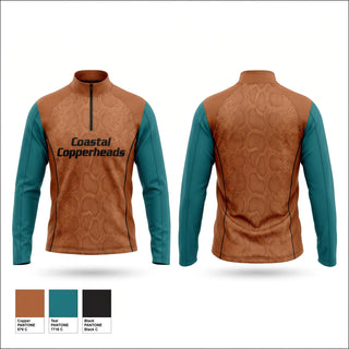 Quarter Zip Jacket, Coastal Copperheads, Baseball, Teamtime, Team time, sublimation, custom sports apparel, team uniforms, spirit wear, spiritwear, sports uniforms, custom shirts, team store, custom team store, fundraiser sports, apparel fundraiser