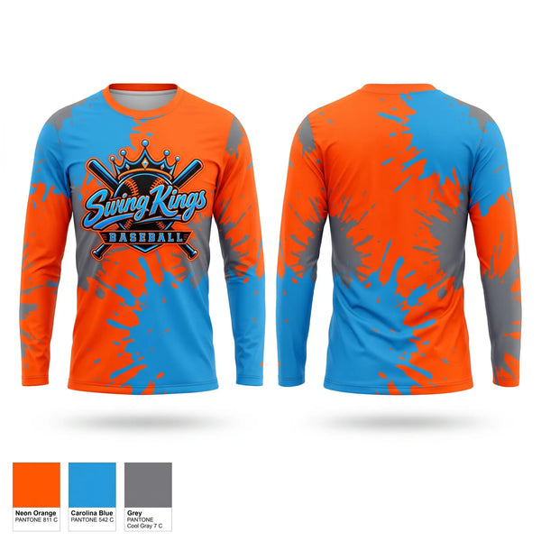 Long Sleeve Performance Shirt, Swing Kings, Baseball, Teamtime, Team time, sublimation, custom sports apparel, team uniforms, spirit wear, spiritwear, sports uniforms, custom shirts, team store, custom team store, fundraiser sports, apparel fundraiser
