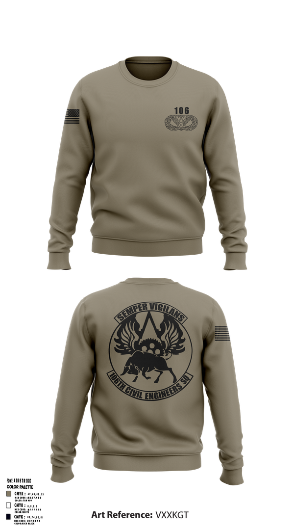 Crew Neck Sweatshirt, 106 CES, Air Force, Teamtime, Team time, sublimation, custom sports apparel, team uniforms, spirit wear, spiritwear, sports uniforms, custom shirts, team store, custom team store, fundraiser sports, apparel fundraiser