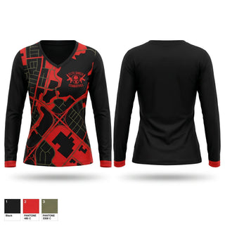 Womens Long Sleeve Vneck Shirt, Elite Shield Combatives, Army, Teamtime, Team time, sublimation, custom sports apparel, team uniforms, spirit wear, spiritwear, sports uniforms, custom shirts, team store, custom team store, fundraiser sports, apparel fundraiser