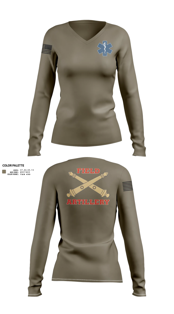 Womens Long Sleeve Vneck Shirt, 1-118th FA, National Guard, Teamtime, Team time, sublimation, custom sports apparel, team uniforms, spirit wear, spiritwear, sports uniforms, custom shirts, team store, custom team store, fundraiser sports, apparel fundraiser