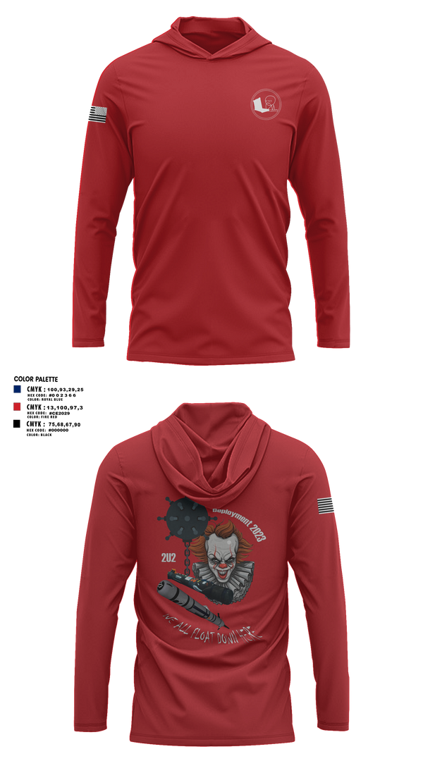 Long Sleeve Performance Shirt with hood, 2U2, Navy, Teamtime, Team time, sublimation, custom sports apparel, team uniforms, spirit wear, spiritwear, sports uniforms, custom shirts, team store, custom team store, fundraiser sports, apparel fundraiser
