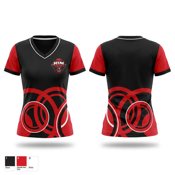 Womens Short Sleeve Vneck Shirt, Rim Theory Basketball, Men's Basketball, Teamtime, Team time, sublimation, custom sports apparel, team uniforms, spirit wear, spiritwear, sports uniforms, custom shirts, team store, custom team store, fundraiser sports, apparel fundraiser