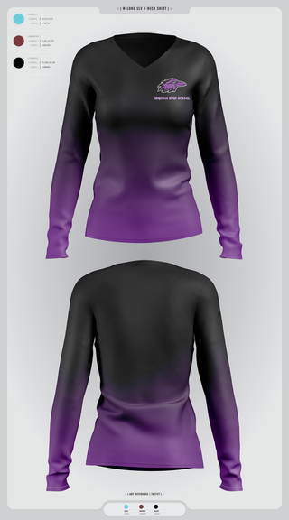 Womens Long Sleeve Vneck Shirt, Sequoia High School, , Teamtime, Team time, sublimation, custom sports apparel, team uniforms, spirit wear, spiritwear, sports uniforms, custom shirts, team store, custom team store, fundraiser sports, apparel fundraiser