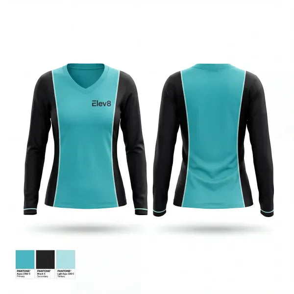 Womens Long Sleeve Vneck Shirt, Elev8, Women's Volleyball, Teamtime, Team time, sublimation, custom sports apparel, team uniforms, spirit wear, spiritwear, sports uniforms, custom shirts, team store, custom team store, fundraiser sports, apparel fundraiser
