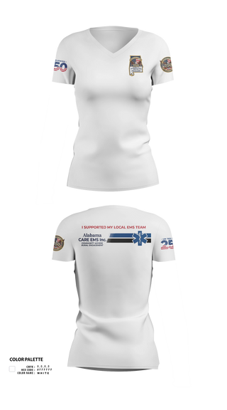 Womens Short Sleeve Vneck Shirt, Alabama CARE EMS Inc., EMS/EMT, Teamtime, Team time, sublimation, custom sports apparel, team uniforms, spirit wear, spiritwear, sports uniforms, custom shirts, team store, custom team store, fundraiser sports, apparel fundraiser