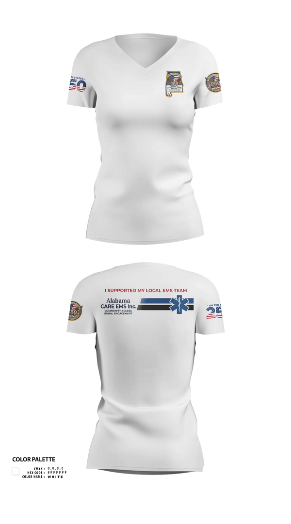 Womens Short Sleeve Vneck Shirt, Alabama CARE EMS Inc., EMS/EMT, Teamtime, Team time, sublimation, custom sports apparel, team uniforms, spirit wear, spiritwear, sports uniforms, custom shirts, team store, custom team store, fundraiser sports, apparel fundraiser