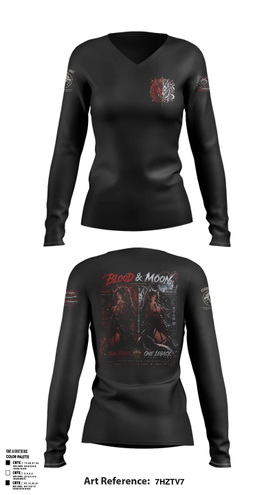 Cu blood&moon Women's Long Sleeve V-neck Shirt - 5